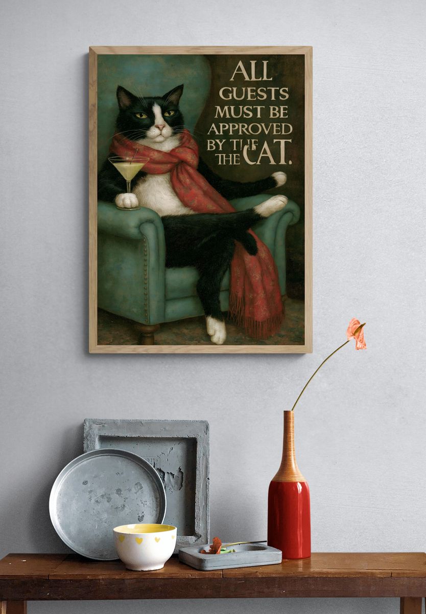 Cat Approval Vintage Poster. — room view 3