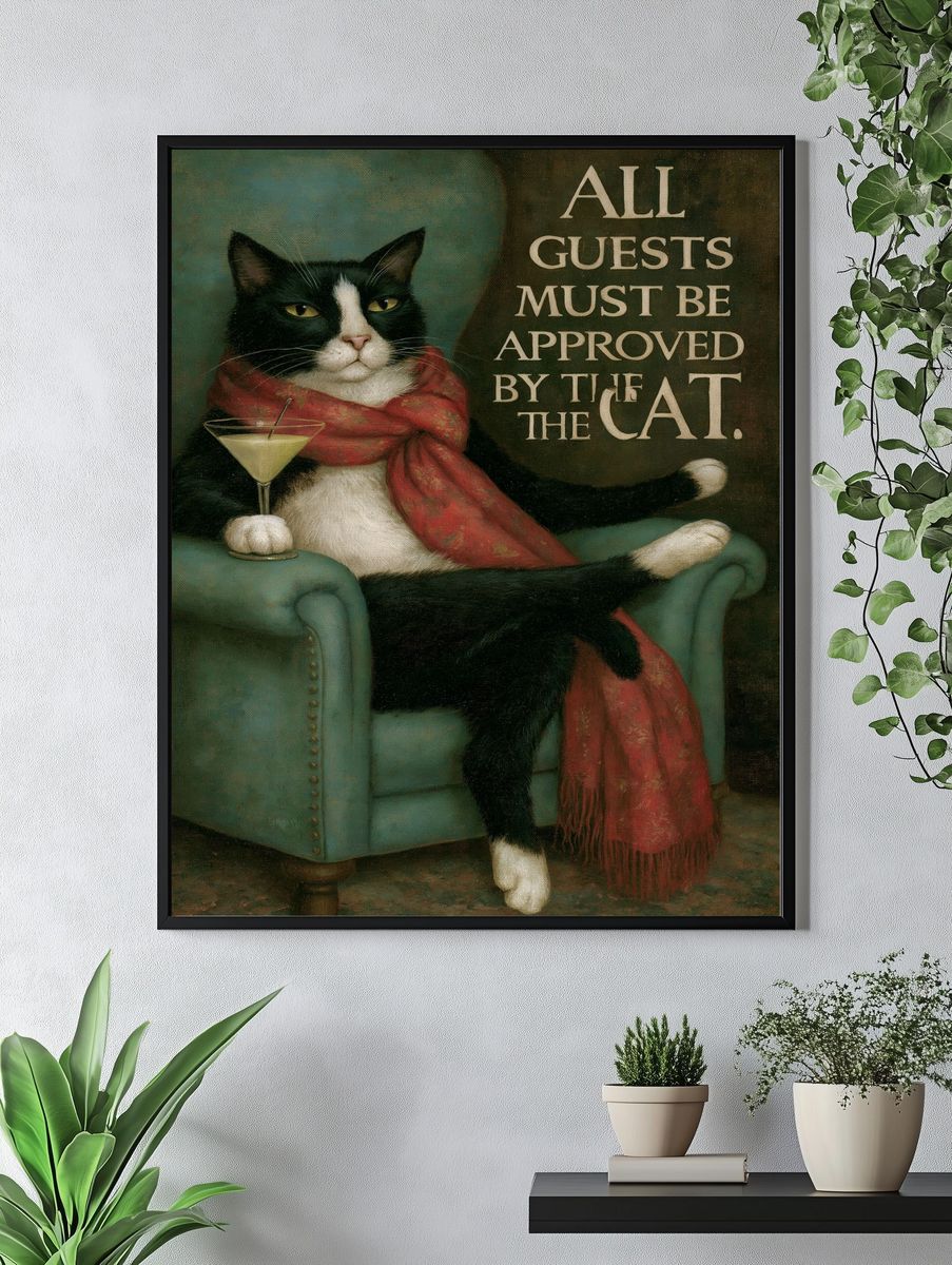 Cat Approval Vintage Poster. — room view 4