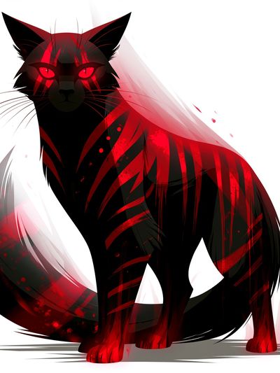 Red-Eyed Black Cat Illustration Poster.