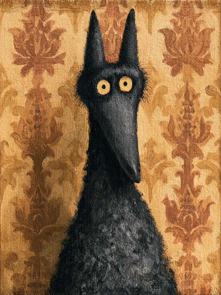Black Cat Portrait Illustration Poster. poster detail