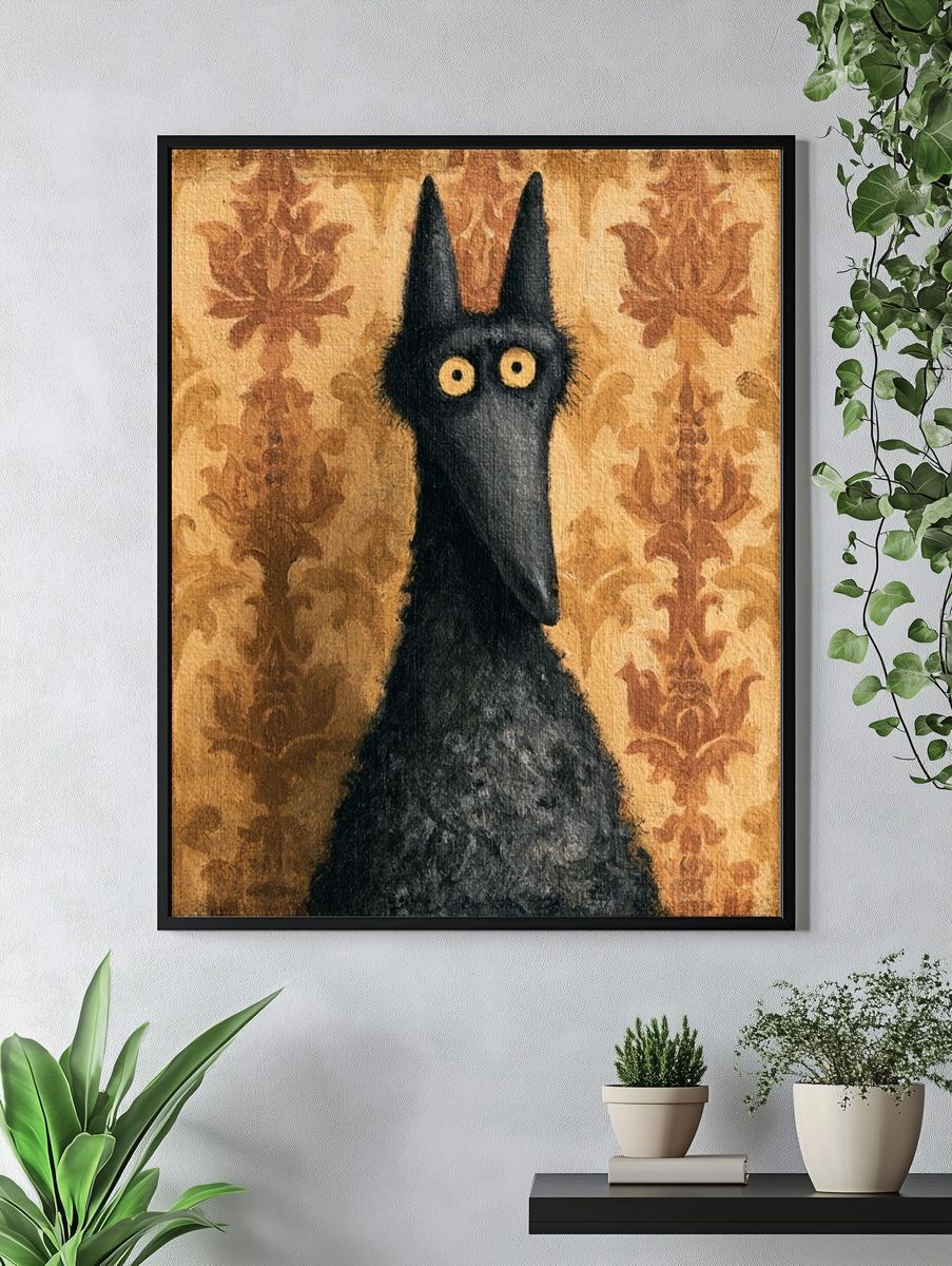 Black Cat Portrait Illustration Poster. — room view 4