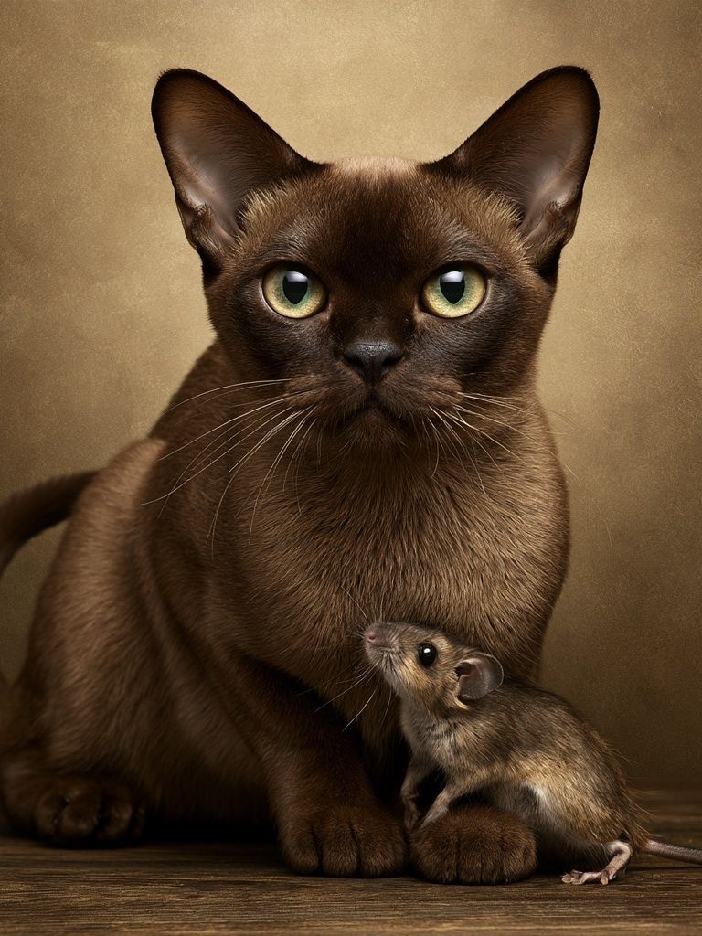 Siamese Cat and Mouse Portrait Poster. poster — animals art