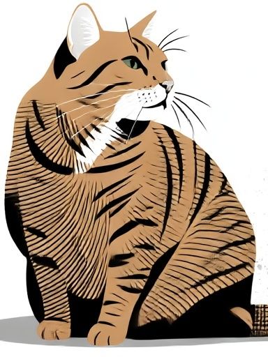 Sitting Tabby Cat Illustration Poster. poster — animals art