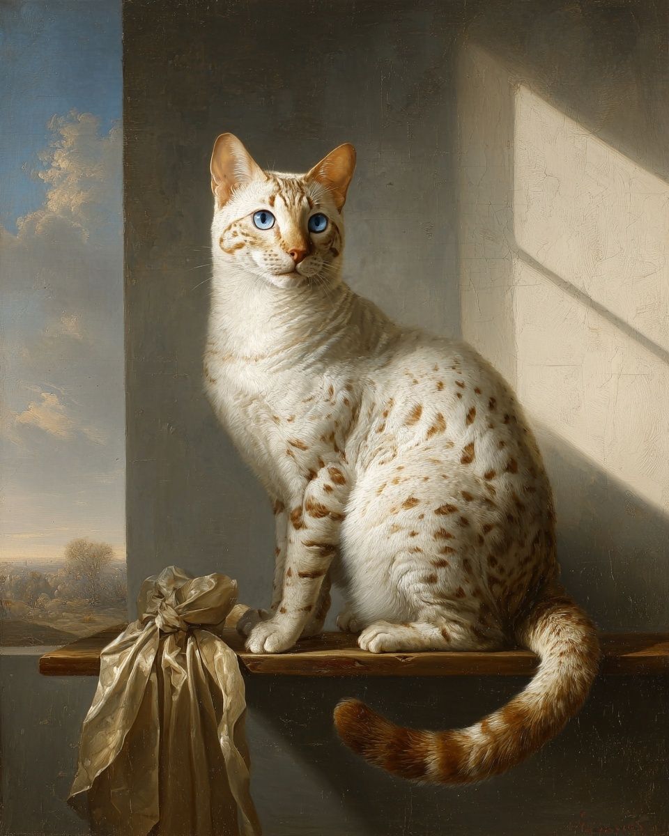 Blue-Eyed Cat Portrait Print. poster detail