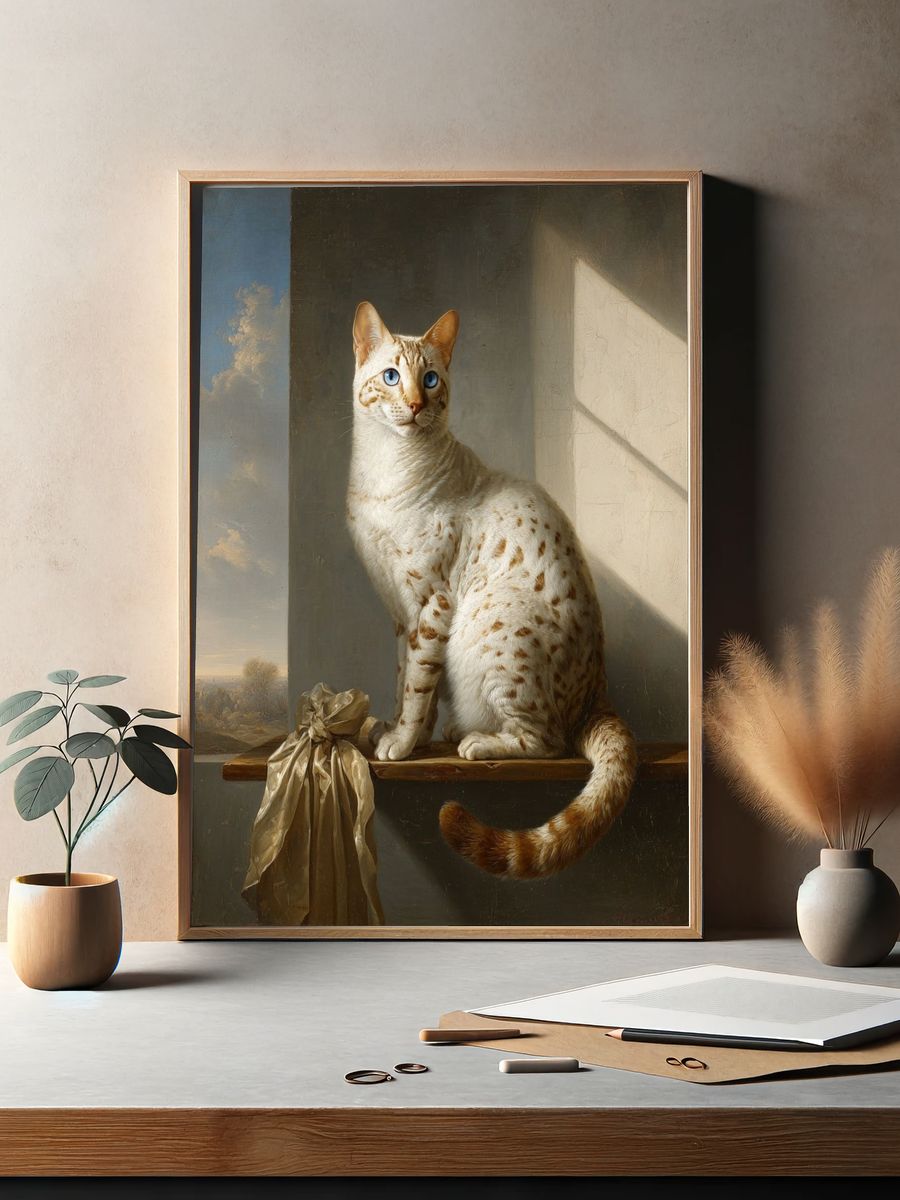 Blue-Eyed Cat Portrait Print. — room view 2