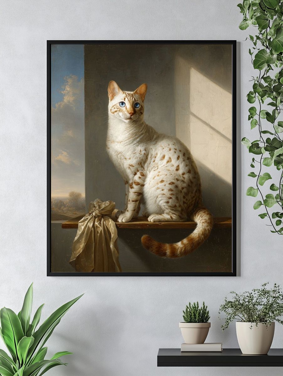 Blue-Eyed Cat Portrait Print. — room view 4