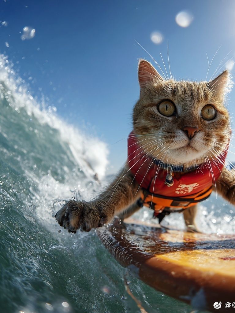 Surfing Cat — Fun Animal Print. poster detail