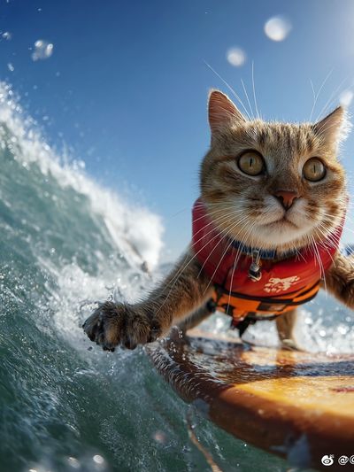 Surfing Cat — Fun Animal Print. poster