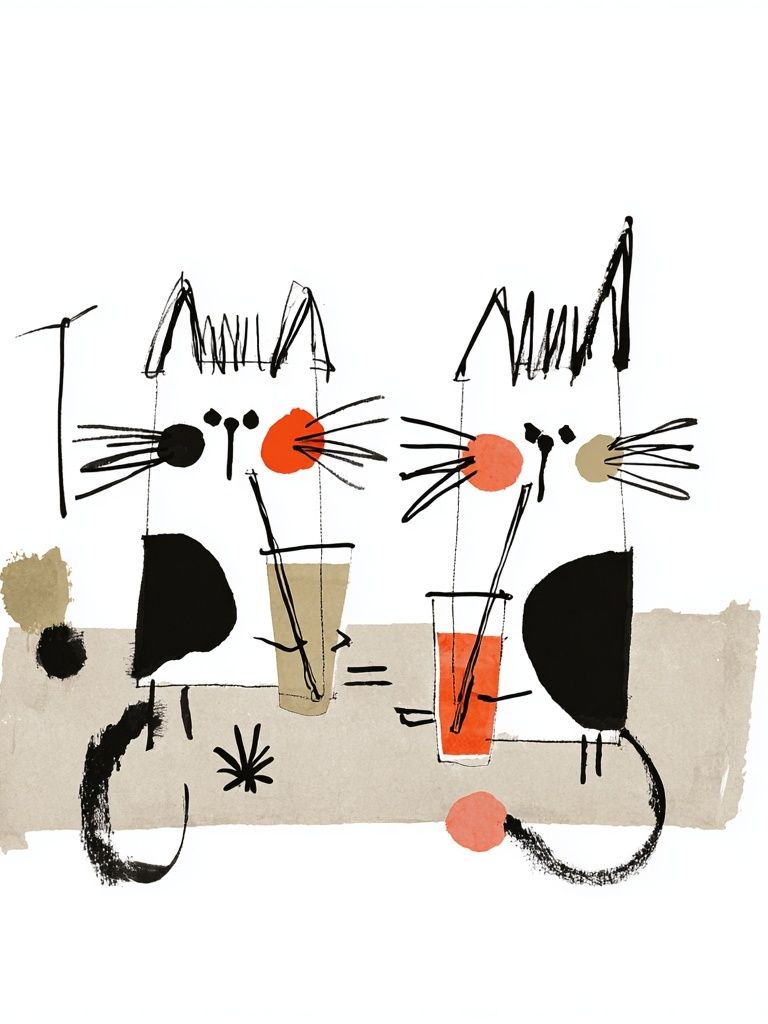 Playful Cats — Illustration Print. poster — illustration art
