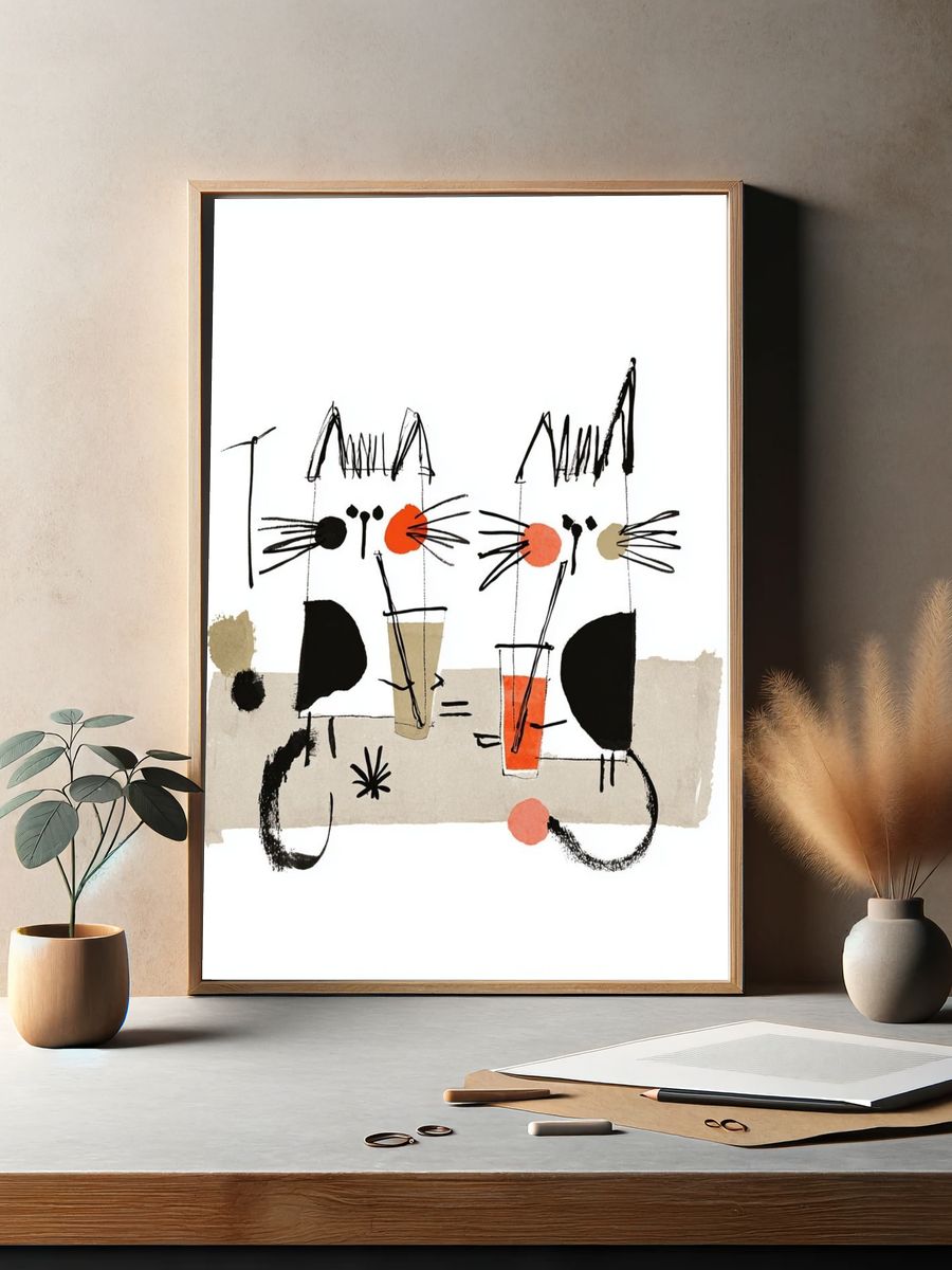 Playful Cats — Illustration Print. — room view 2