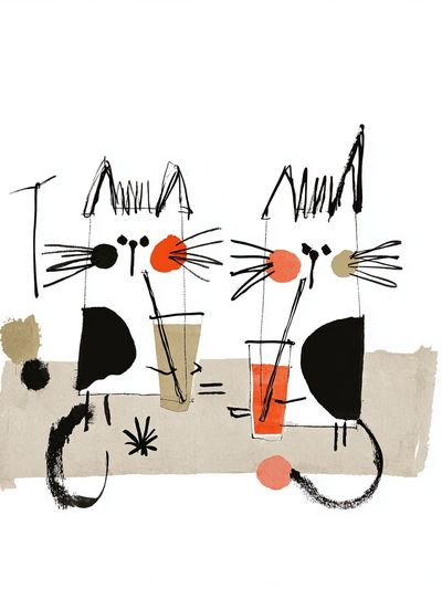 Playful Cats — Illustration Print. poster print