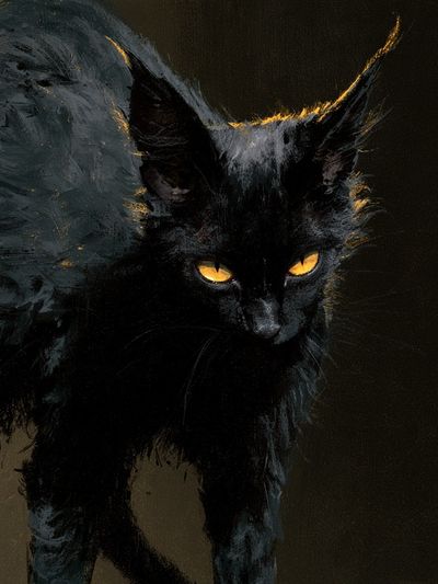 Black Cat Portrait Illustration Poster.
