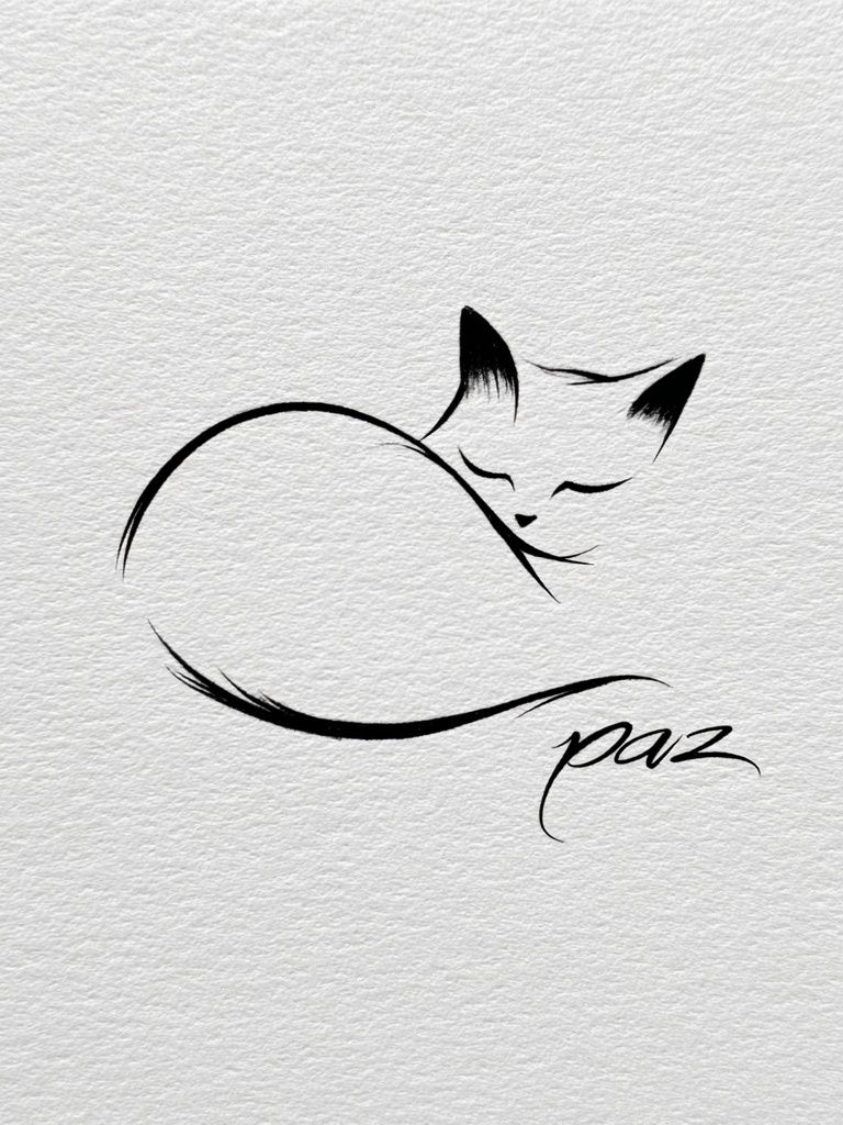 Sleeping Cat Line Art Poster. poster — illustration art