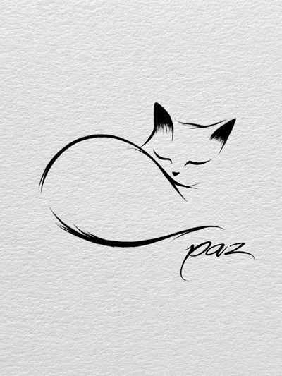 Sleeping Cat Line Art Poster.
