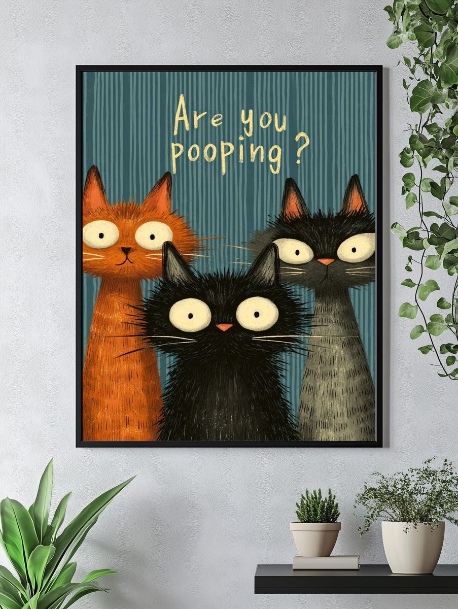 Are You Pooping? Cat Humor Poster. — room view 4