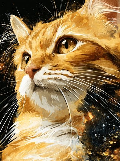 Golden Cat Portrait Illustration Poster. poster