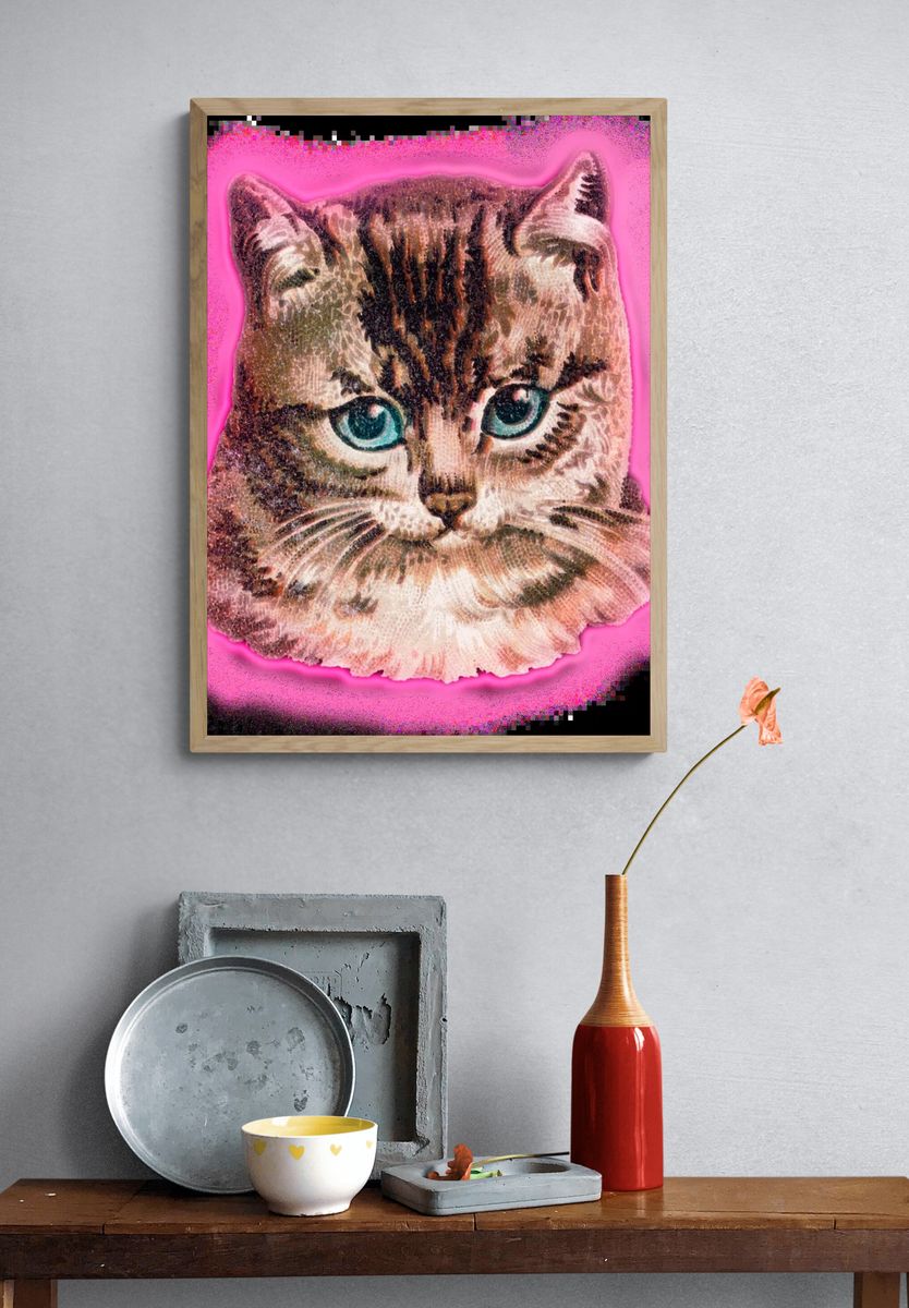 Kitten Eating Banana — Animal Photography Print. — room view 3