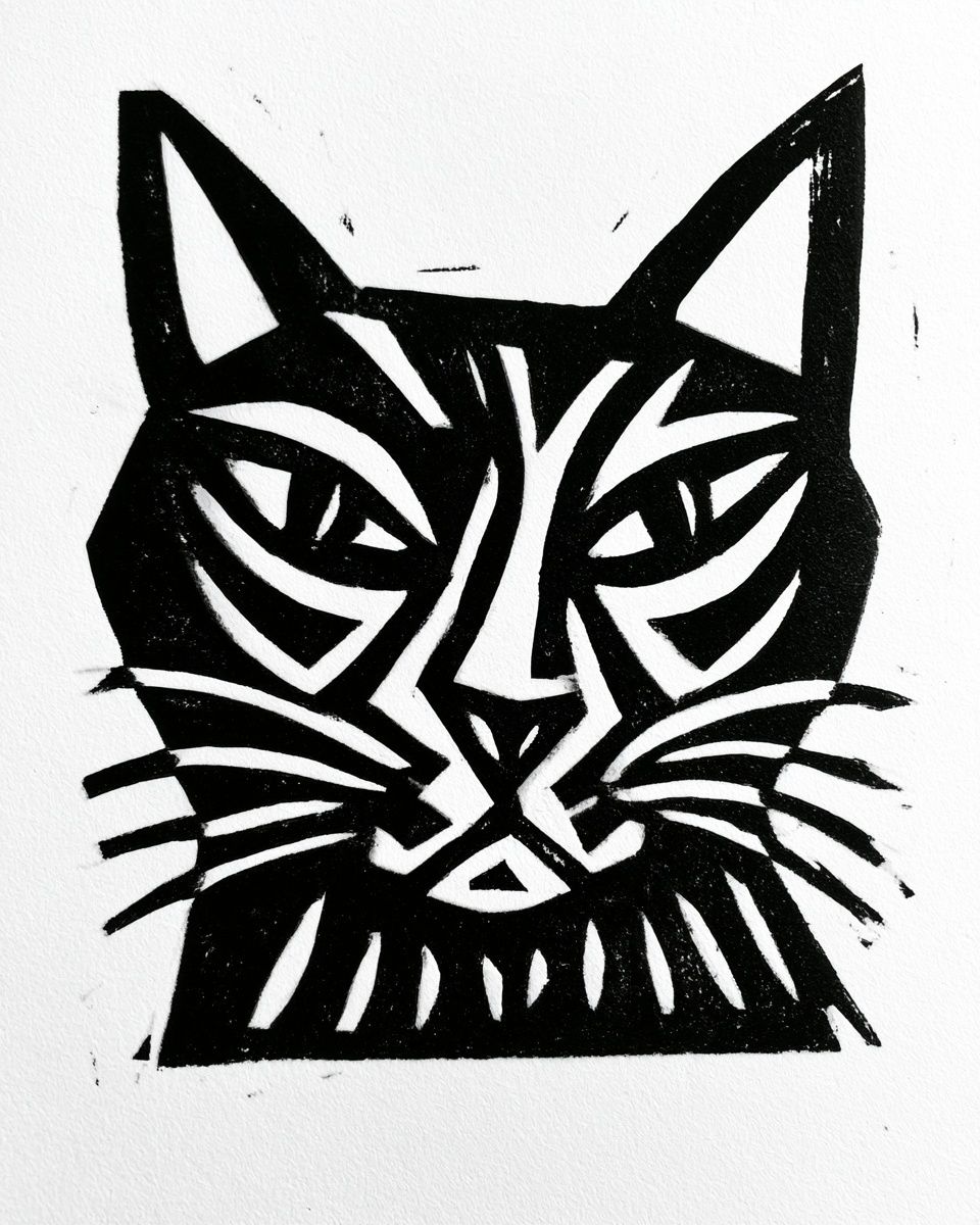 Geometric Cat Face Print. poster detail