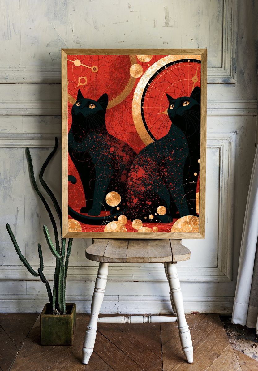 Black Cats Celestial Poster. room preview