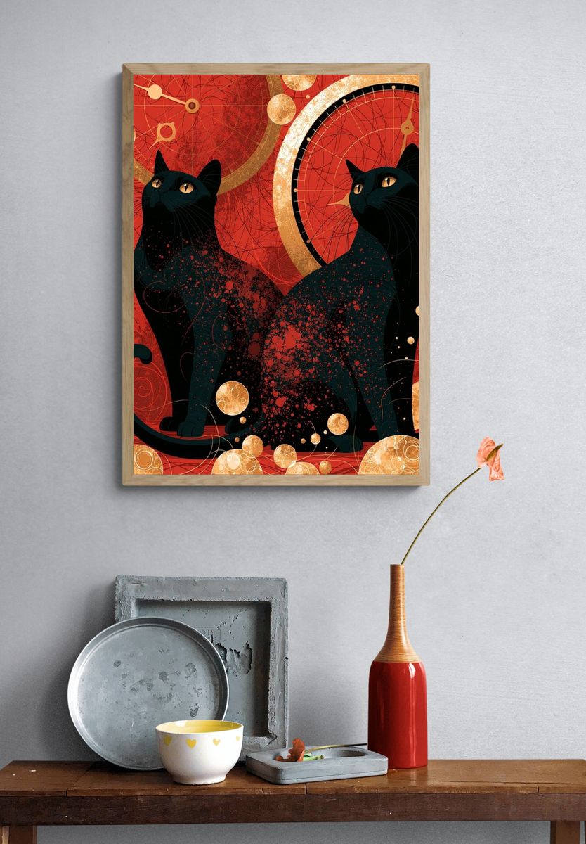 Black Cats Celestial Poster. — room view 3