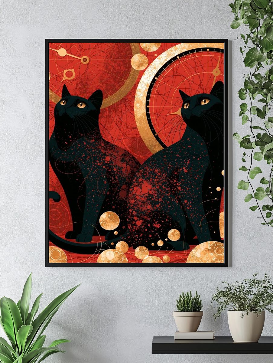 Black Cats Celestial Poster. — room view 4
