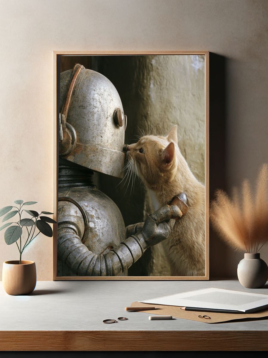 Cat and Robot Encounter Poster. — room view 2
