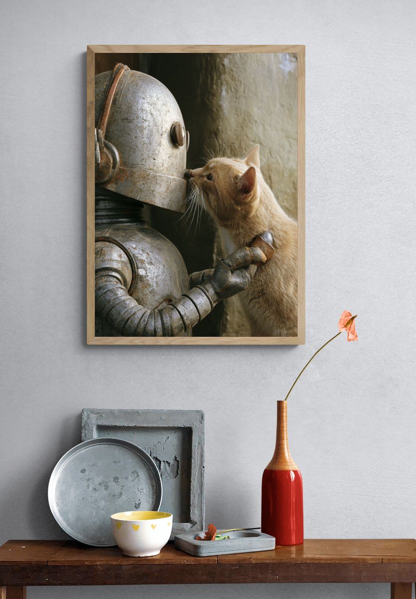 Cat and Robot Encounter Poster. — room view 3