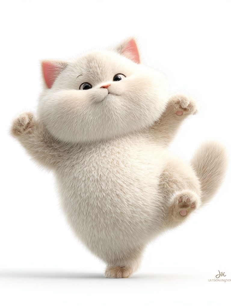 Playful Fluffy Cat Illustration Poster. poster — illustration art