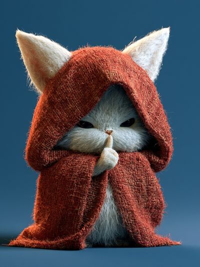 Shushing Cat Illustration Poster.