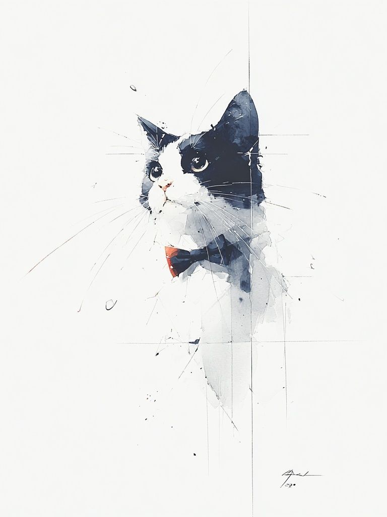 Tuxedo Cat Watercolor Poster. poster — animals art
