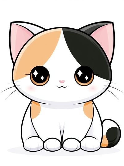 Cute Calico Cat Illustration Poster. poster