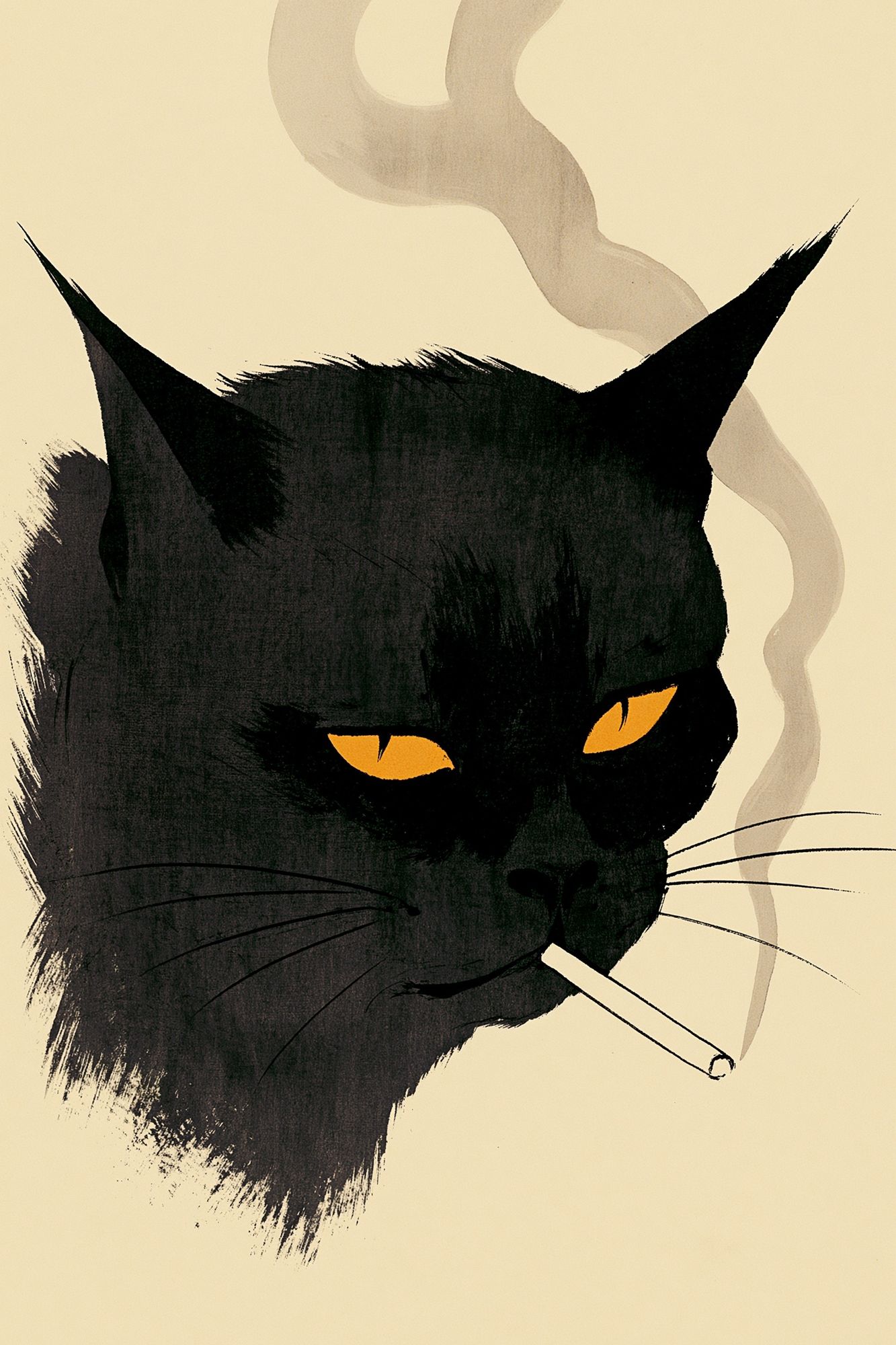 Black Cat Smoking Illustration Poster. poster — illustration art