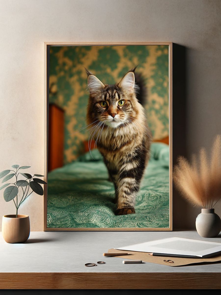 Maine Coon Cat — Photography Print. — room view 2