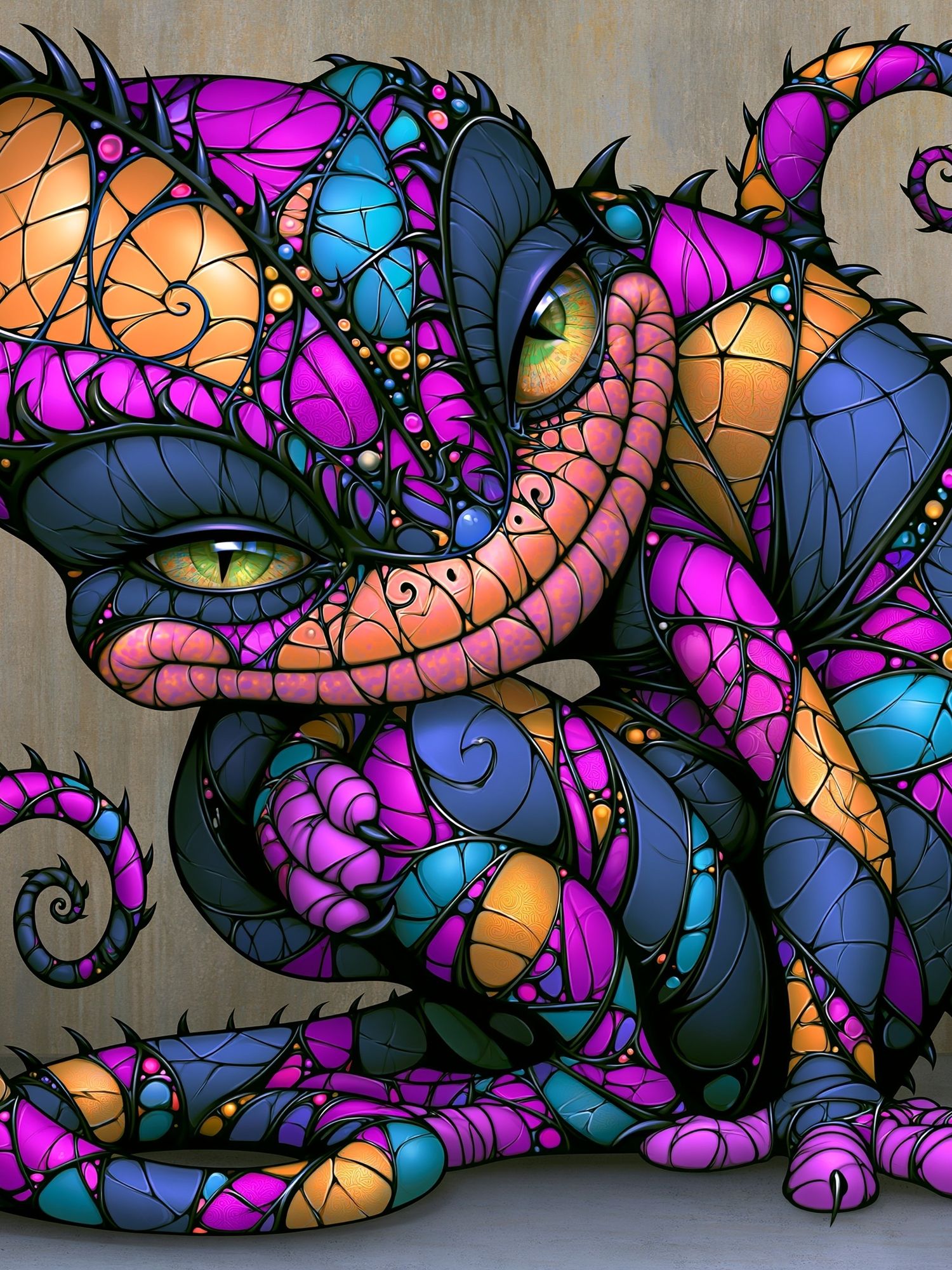Stained Glass Cat Illustration Poster. poster — animals art