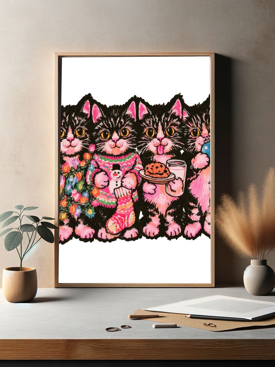 Cute Kittens Illustration Poster. — room view 2