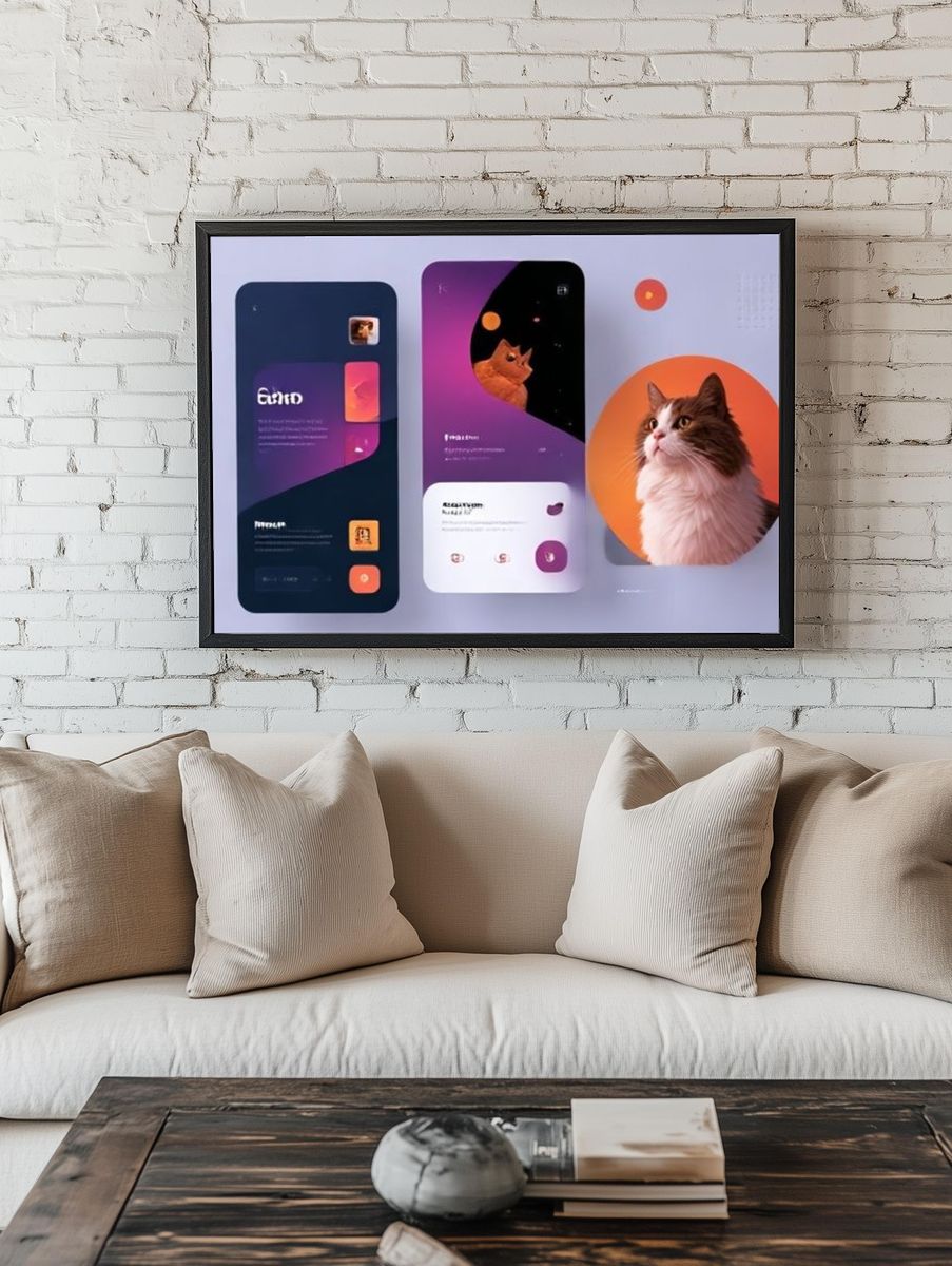 Cat Portrait Digital Art Poster. — room view 1