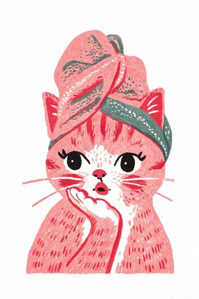 Cute Cat with Turban — Illustration Print. poster