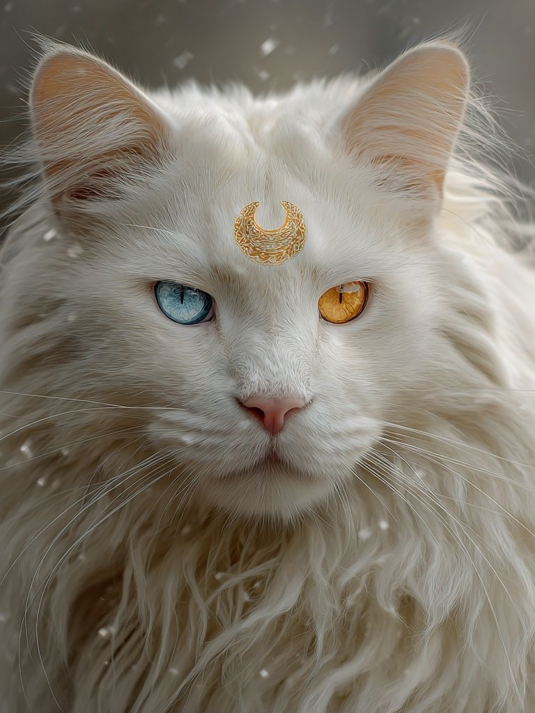 Mystic White Cat Portrait Poster. poster — animals art