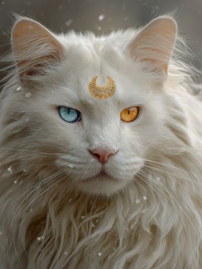 Mystic White Cat Portrait Poster. poster print