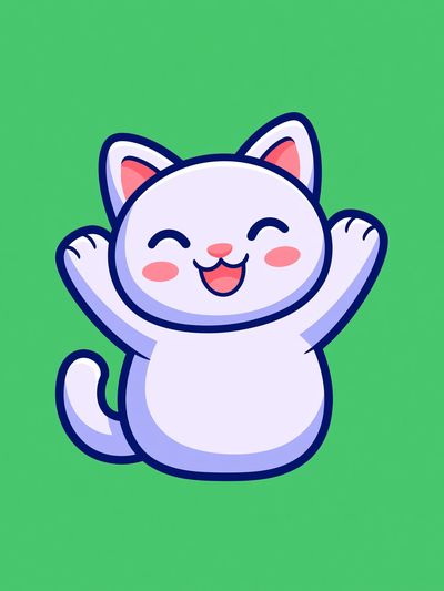 Happy Cat Cartoon Print. poster print