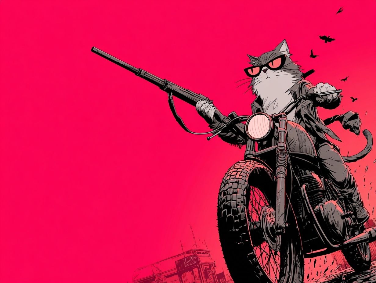 Cat Biker Digital Art Poster. poster detail