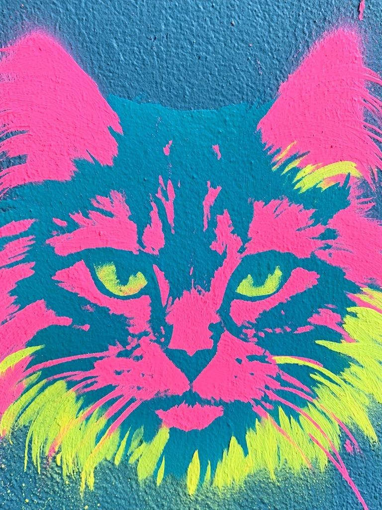 Neon Cat Street-Art Poster. poster — animals art