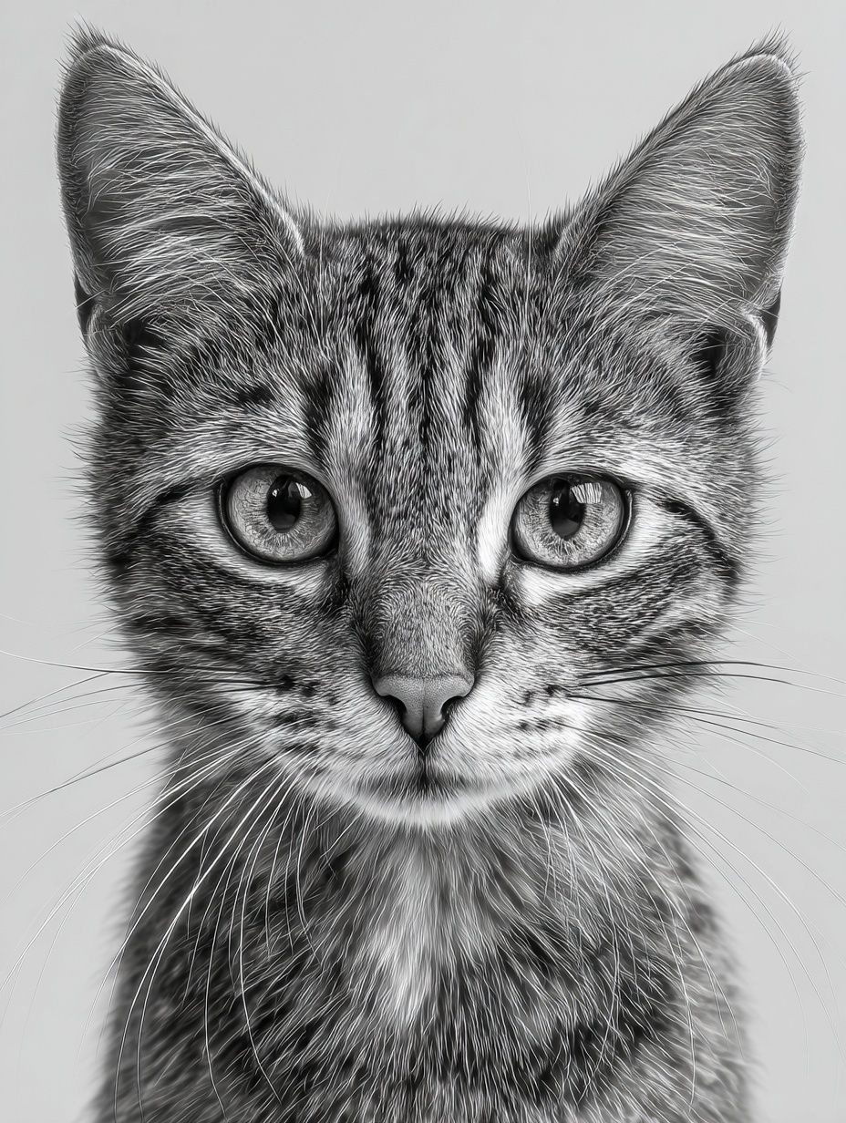 Cat Portrait — Black-White Print. poster — animals art