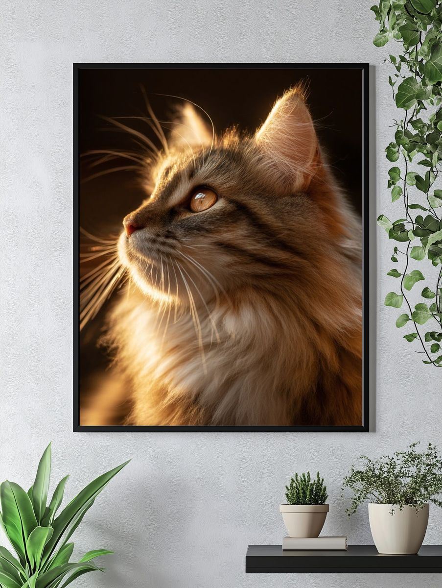 Golden Tabby Cat Portrait Print. — room view 4