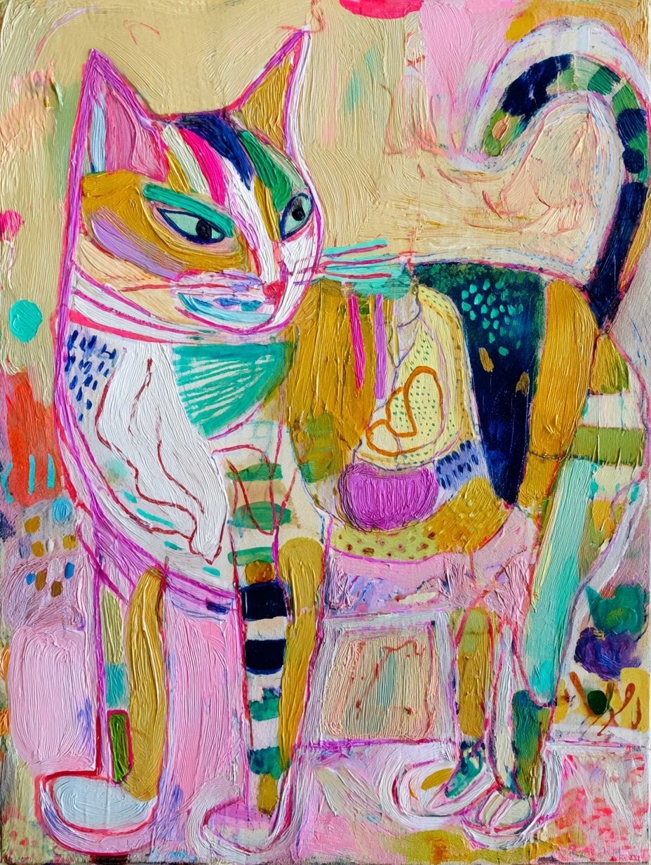 Colorful Cat — Illustration Print. poster — illustration art