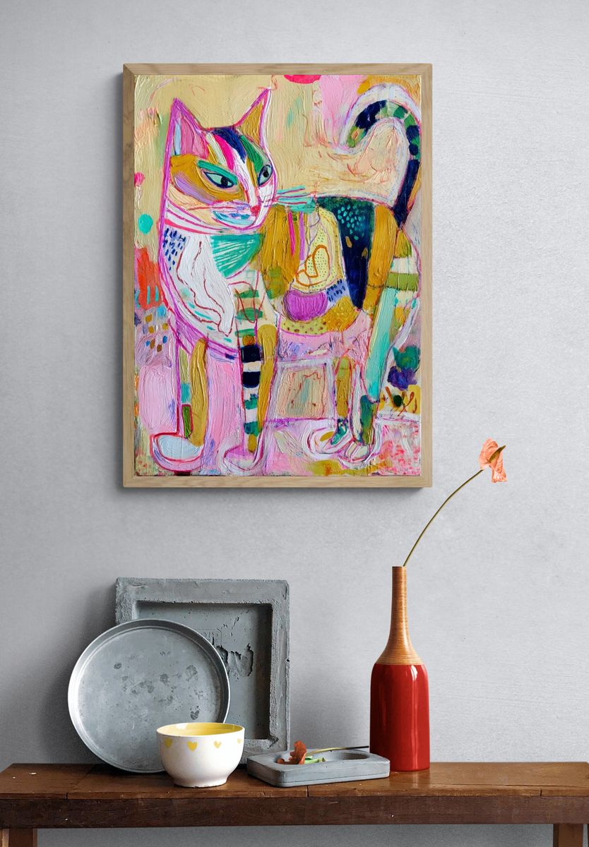 Colorful Cat — Illustration Print. — room view 3