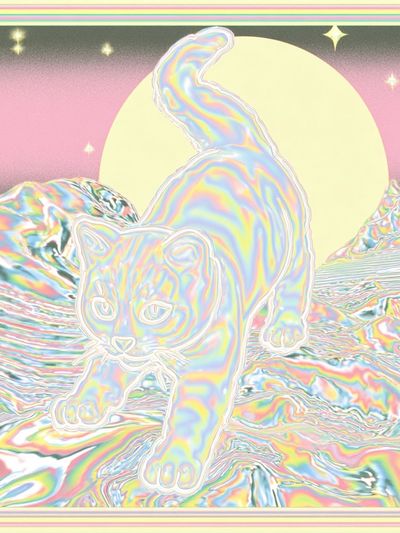 Psychedelic Cat Dreamscape Poster. poster print