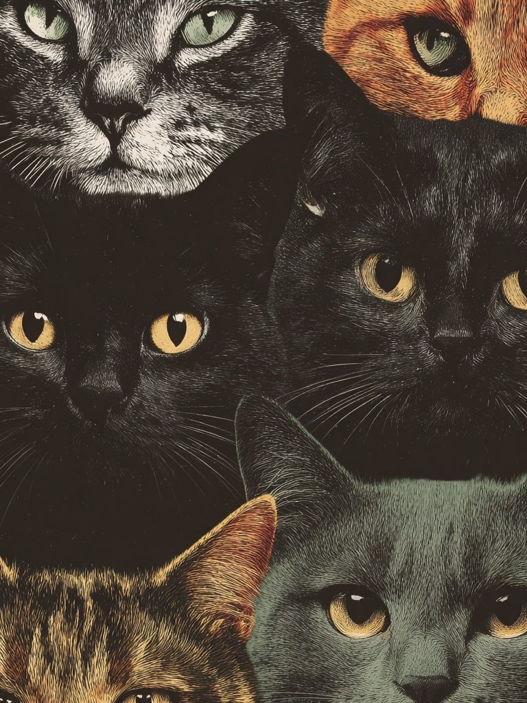 Cat Faces Illustration Poster. poster detail