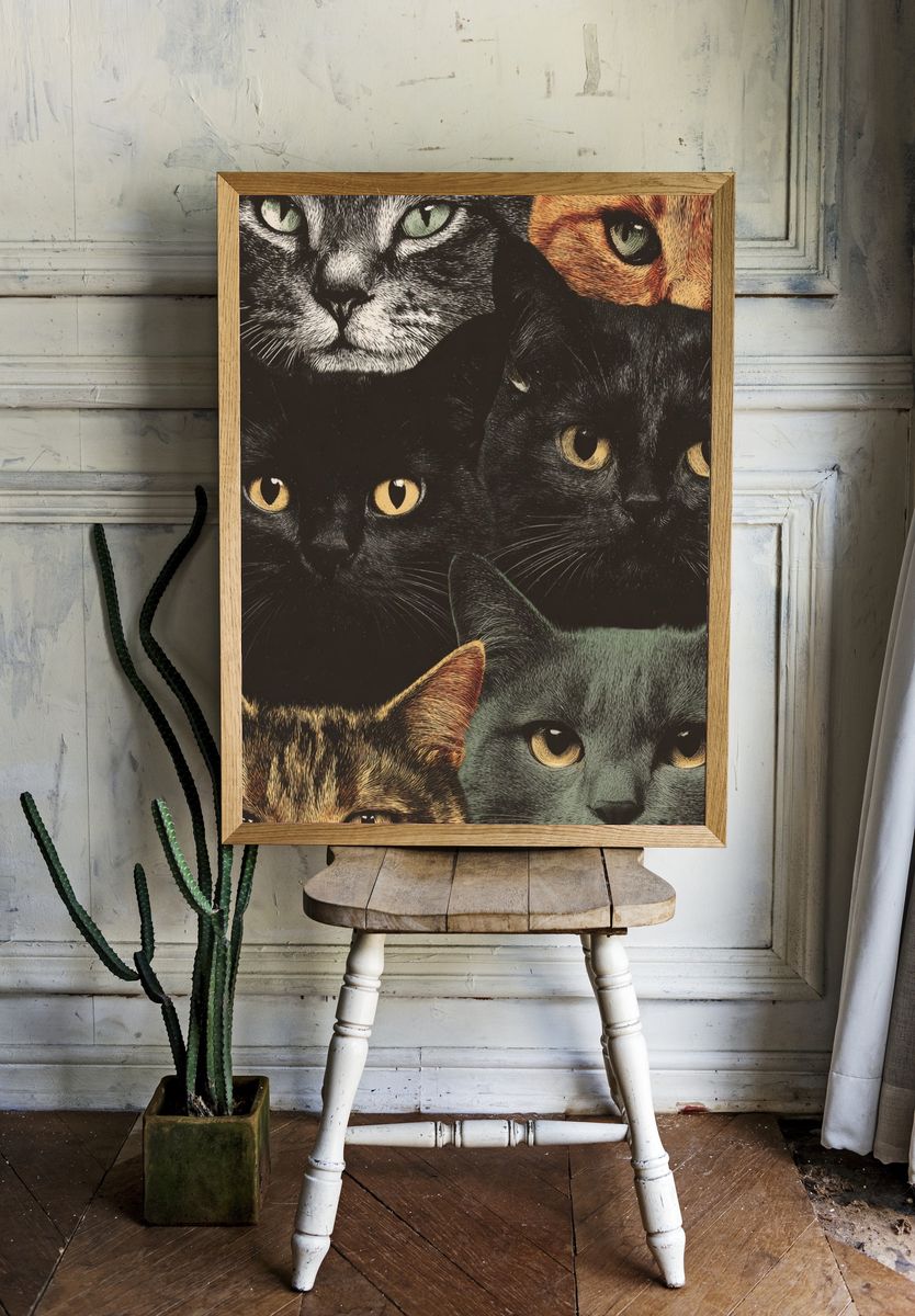Cat Faces Illustration Poster. room preview