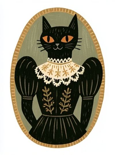 Black Cat Portrait Illustration Poster. poster